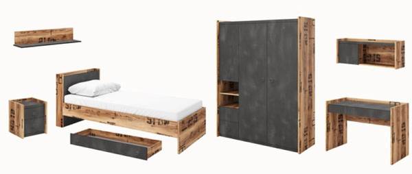 Jugendzimmer-Set FARGO 7-teilig Braun - Holzwerkstoff - 641 x 191 x 218 cm