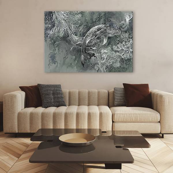 Wandbild paar buckelwale 90 x 60 cm