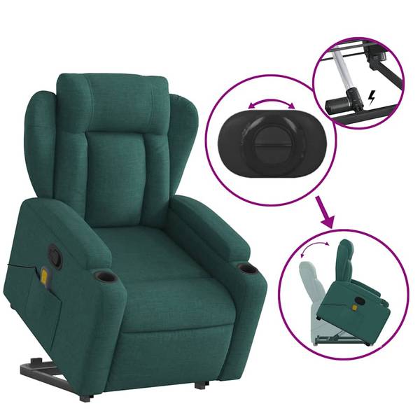 Massagesessel mit Aufstehhilfe 3032384-2 Dunkelgrün