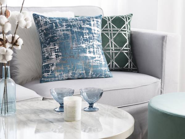 Coussin décoratif GARDENIA Bleu - Argenté