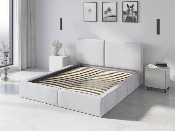 Polsterbett HILTON Hellgrau - 151 x 80 cm