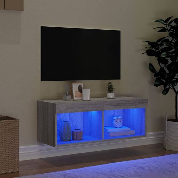 TV-Schrank mit LED-Leuchten D611 Grau