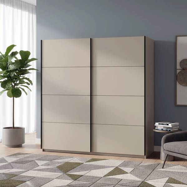 Kleiderschränk REA Beige - Holzwerkstoff - 200 x 216 x 60 cm