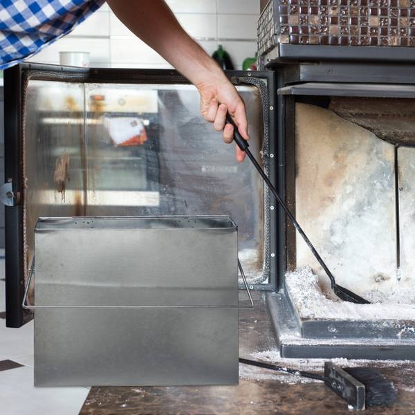 Seau à Cendres 24 Litres Avec Couvercle - Bac à Charbon Pour Cheminée Et Barbecue, Gris