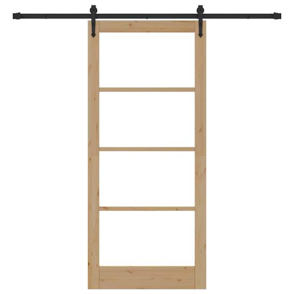 Schiebetür 3045046-3 Schwarz - Braun - Kiefer - 93 x 211 x 1 cm