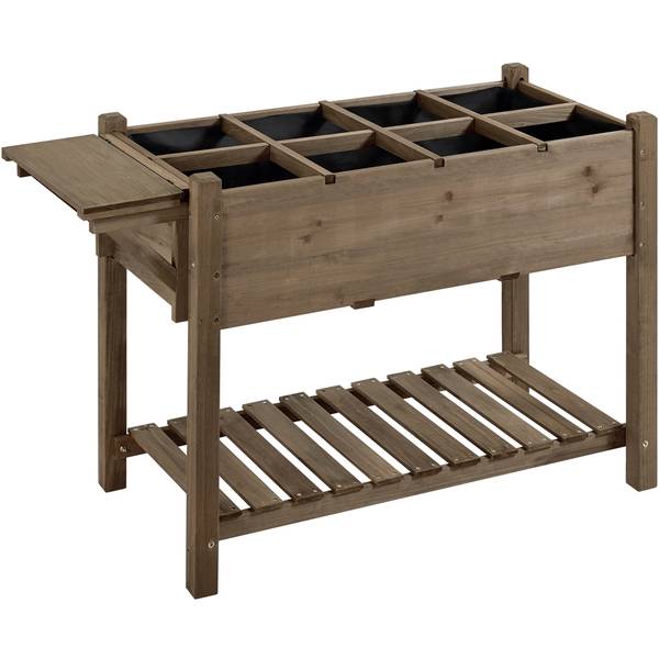 Hochbeet ARF06 Braun - Massivholz - 124 x 80 x 54 cm