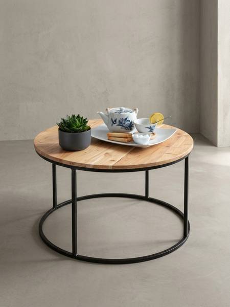 Couchtisch VALDRES mit Ablage Beige - Akazie - 60 x 43 x 60 cm