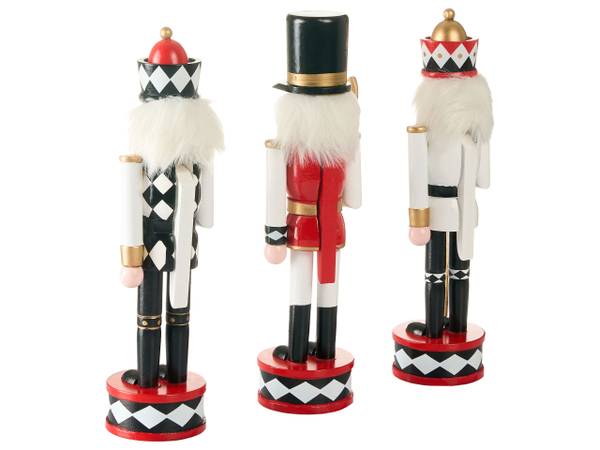 Decoratief accessoire RICKLEAN 3-delig zwart - goud - rood - wit - massief hout - 7 x 30 x 7 cm