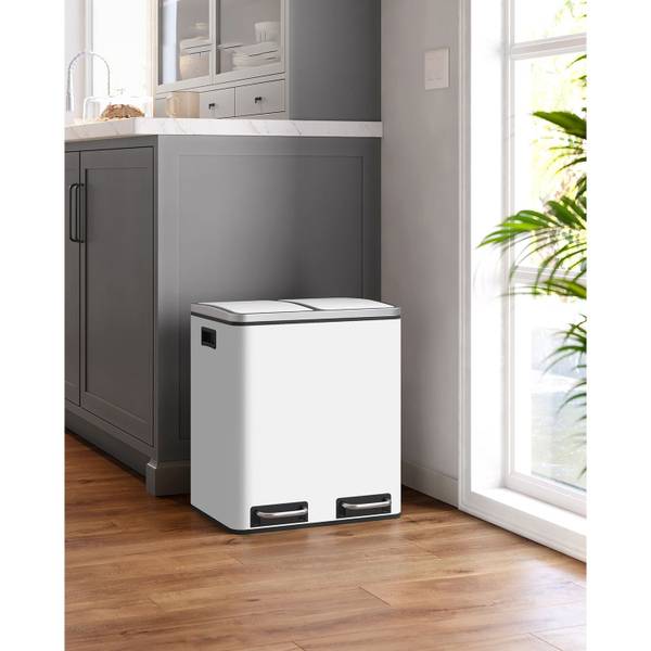 Mülleimer Mülltrennsystem Weiß - Metall - 36 x 74 x 41 cm