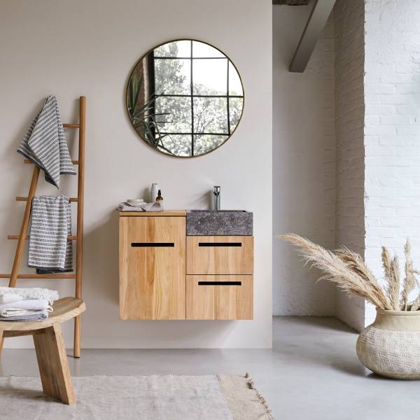Badezimmermöbel Line Beige - Teakholz - 83 x 66 x 41 cm