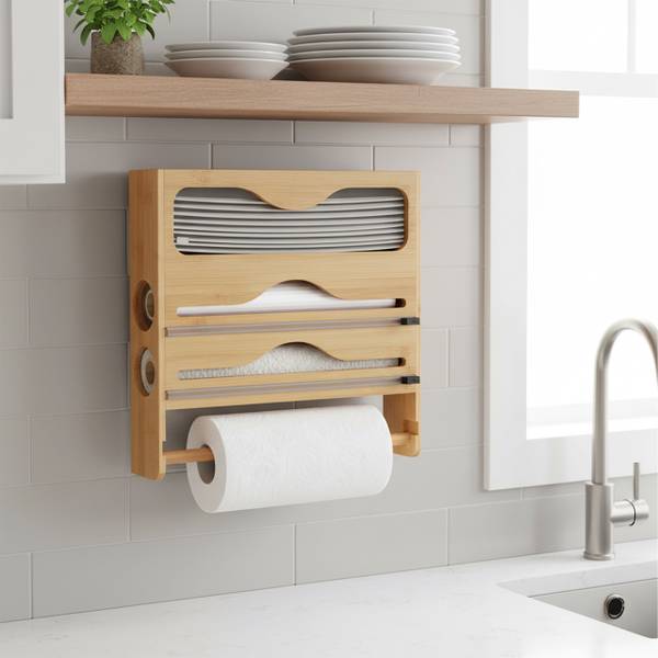 Wandrollenhalter Küche Braun - Holzverbundwerkstoff - 35 x 33 x 7 cm