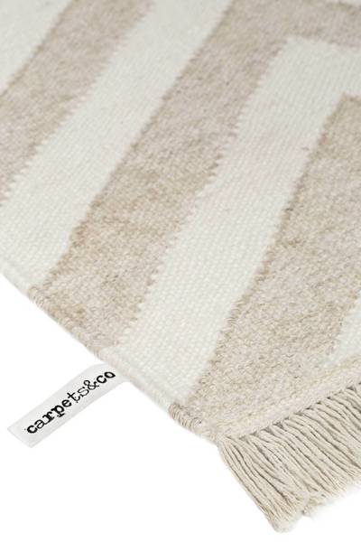 Kurzflorteppich Edgy Corners Beige - Wolle - 130 x 1 x 190 cm