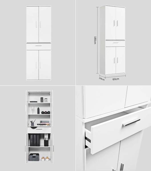 Mehrzweckschrank 2-teilig Besenschrank Weiß