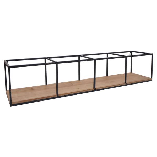 Wandregal Q81 Schwarz - Braun - Tanne - Eisen - 104 x 21 x 18 cm