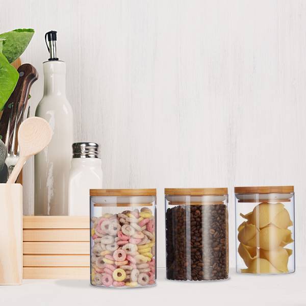3er Set Vorratsdosen aus Glas 600 ml Braun - Silikon - 10 x 14 x 10 cm