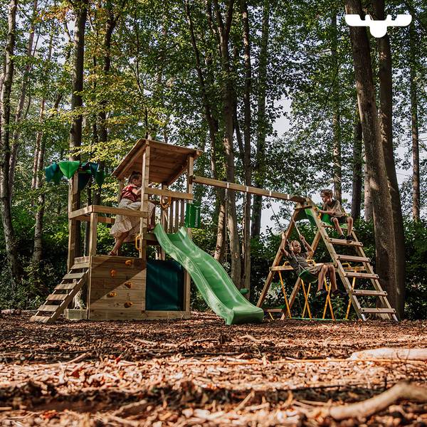 Spielturm FruityForest Rutsche Grün - Massivholz - 274 x 245 x 205 cm