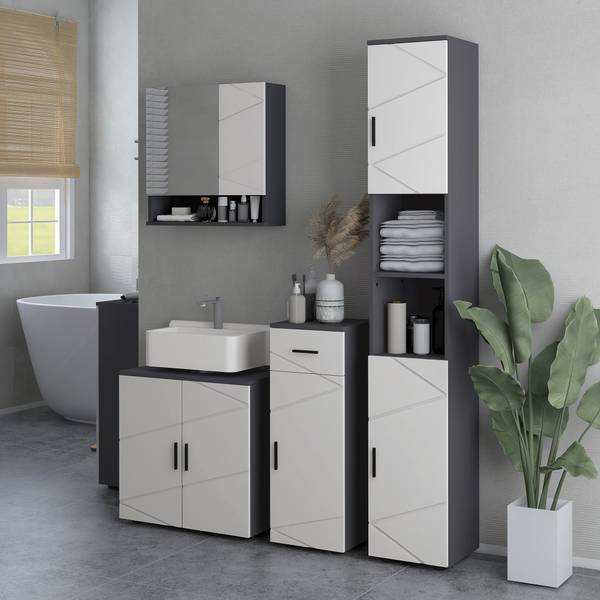Badezimmerschrank 834-619V90LG Grau - Holzwerkstoff - 30 x 60 x 60 cm