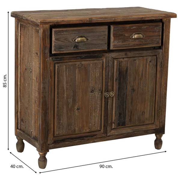 Buffet Minerva Marron - Bois massif - 90 x 85 x 40 cm