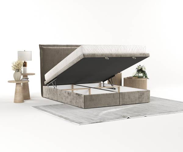 Polsterbett Eliot mit Stauraum Beige - Liegefläche Breite: 160 cm