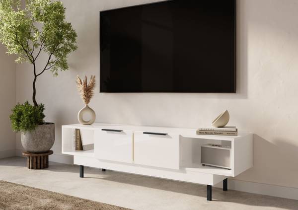 Meuble TV ARTEMISA Blanc - Bois manufacturé - 163 x 46 x 42 cm