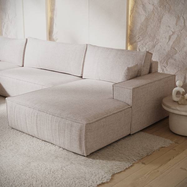 Wohnlandschaft NUBO mit Schlaffunktion Hellbeige