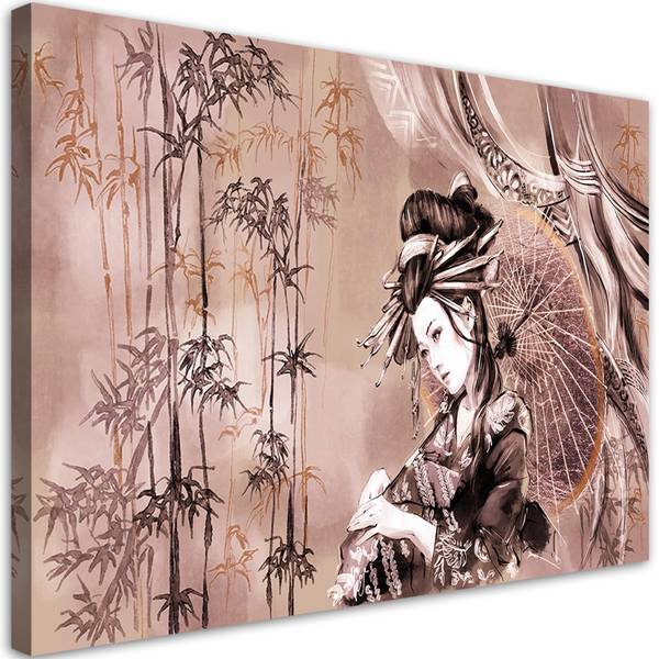 Wandbild geisha und bambus 60 x 40 cm