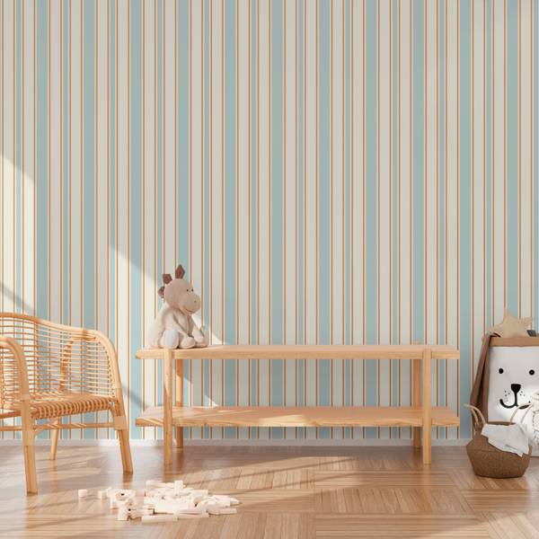 Tapete mit Streifen Raphaël Blau - Papier - 192 x 280 x 192 cm