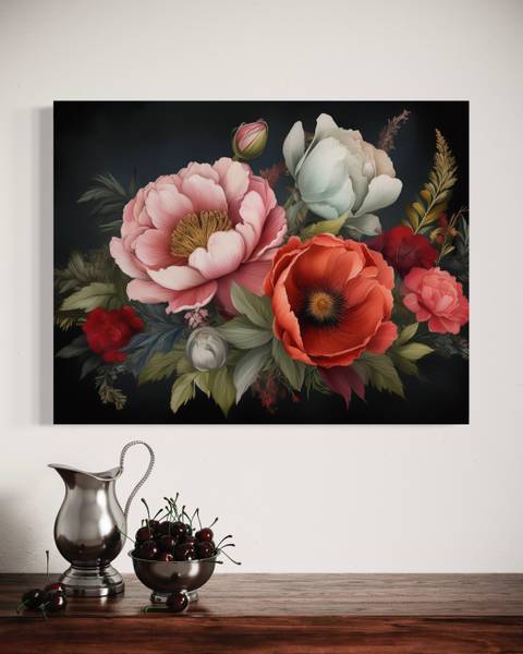 Wandbild blumenstrauß 100 x 70 cm