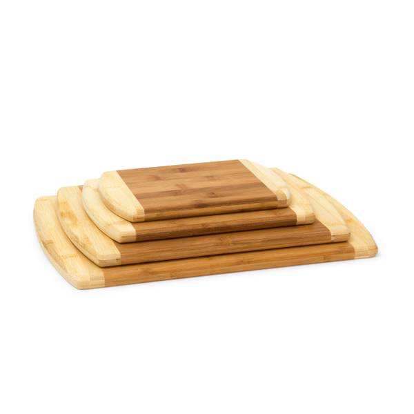 Schneidebrett Bambus 4er Set mit Ständer Braun - Holzverbundwerkstoff - 44 x 2 x 30 cm