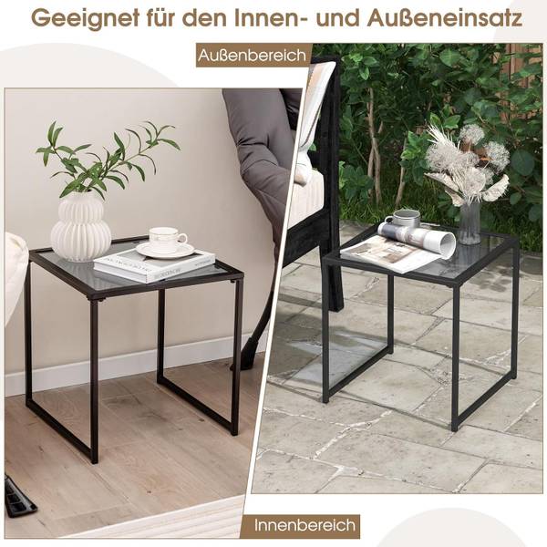 Gartentisch ZB33386 Glas - 43 x 45 x 43 cm