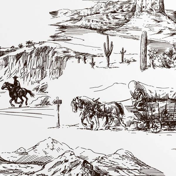 Tapete Western Braun - Papier - 200 x 250 x 1 cm
