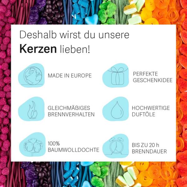 Duftkerze Haribo™ im Geschenkkarton Blau - Hellrosa - Durchsichtig