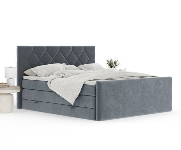 Lit à sommier Toma Gris - Largeur de la surface de couchage : 140 cm