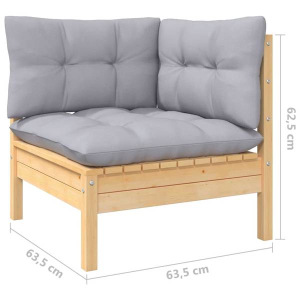 Loungeset 3012412 Set van 6 bruin - polyester - grenenhout - 64 x 63 x 64 cm