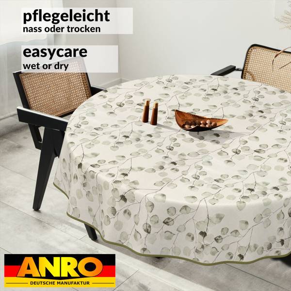 Wachstuchtischdecke Eukalyptus mit SAUM 120 x 120 cm