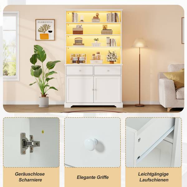 Armoire Haute Ourea Ⅲ Blanc - Bois manufacturé - 38 x 170 x 100 cm