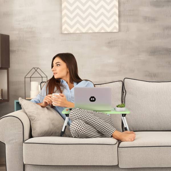 Table de lit ordinateur portable en vert Noir - Vert - Blanc - Fer - 63 x 26 x 40 cm