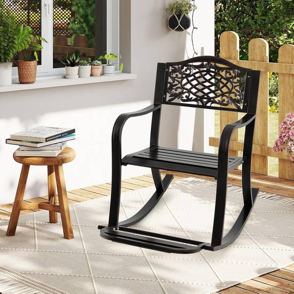 Schaukelstuhl ZB34682IZDE Braun - Metall - 63 x 89 x 102 cm