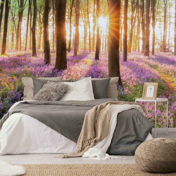 Fototapete Wald Blumen Sonnenaufgang 100 x 70 x 70 cm