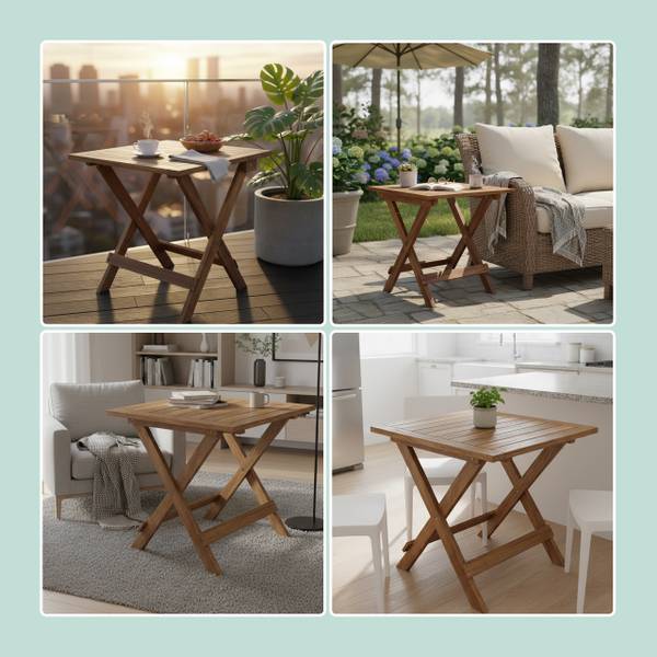 Quadratischer Klapptisch aus Akazienholz Braun - Akazie - 46 x 46 x 46 cm