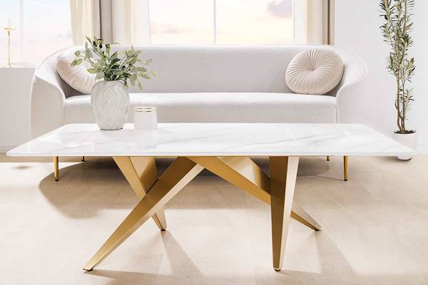 Couchtisch ART LIVING Weiß - Marmor - 130 x 45 x 70 cm
