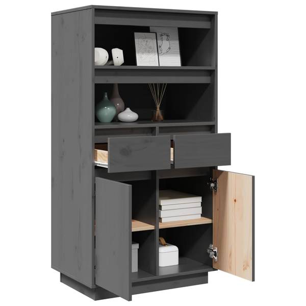 Highboard DE4735 Grau - Massivholz - 60 x 117 x 40 cm