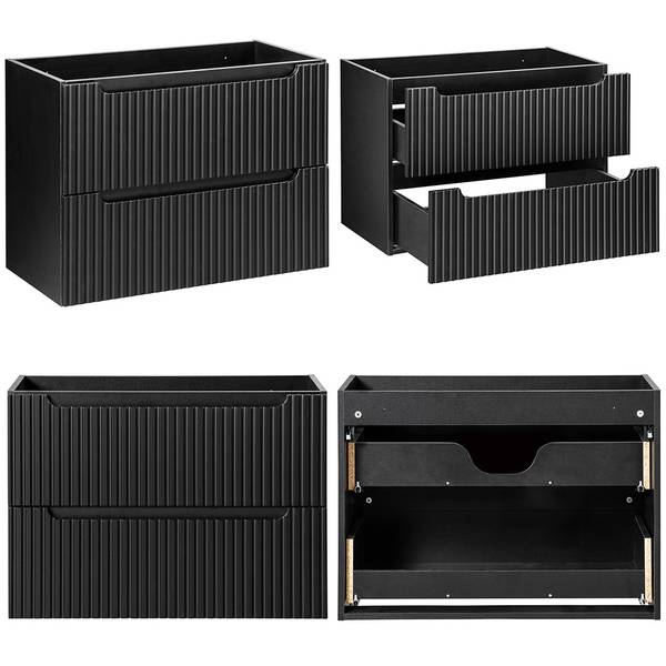 Armoire pour lavabo NEWPORT-56-41 Noir - Bois manufacturé - 100 x 60 x 40 cm