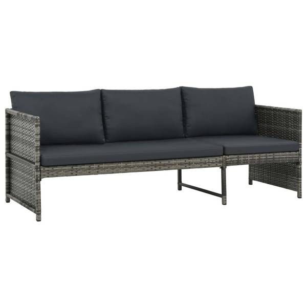 Garten-Lounge-Set 9er Set DE154 Grau - Rattan - 58 x 58 x 180 cm