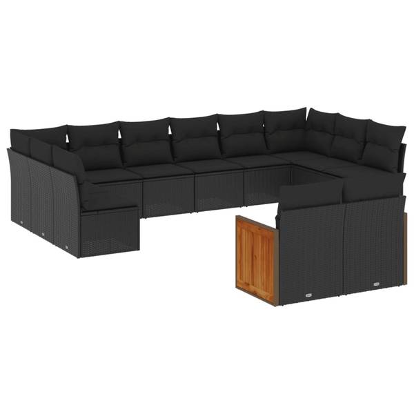 Salon de jardin 3035031-1 lot de 12 Noir - Polyrotin - 55 x 69 x 62 cm