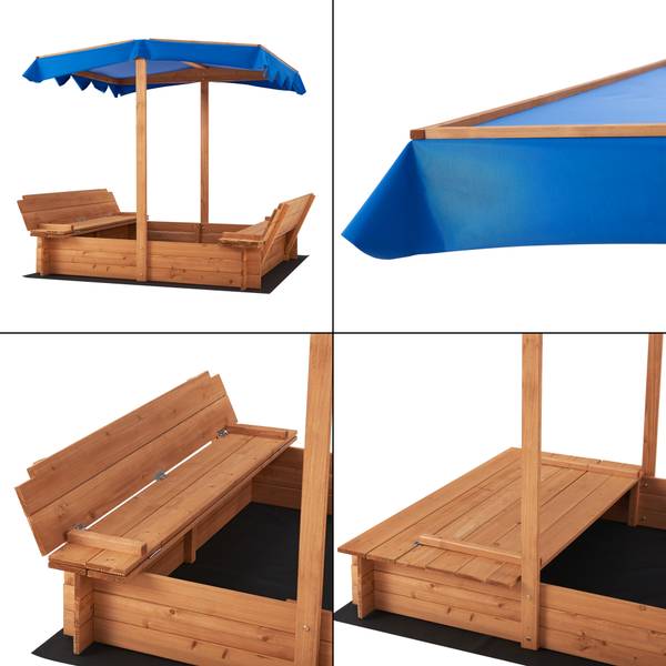 Sandkasten Kellenhusen Braun - Holz teilmassiv - 120 x 120 x 120 cm