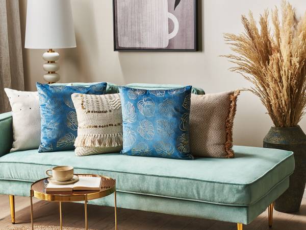 Dekokissen DELICIOSA 2-tlg Blau - Gold