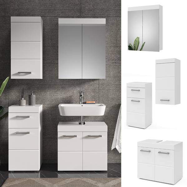 Meubles bain Luna 38782 lot de 4 Blanc pur