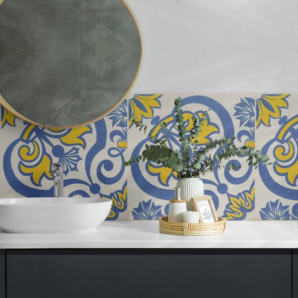 Fliesen Flor Muster 4er Set 50 x 50 cm