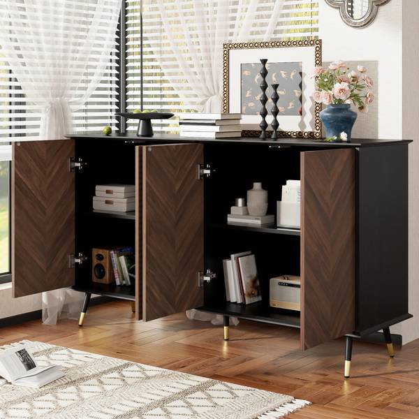 Sideboard Lelantos Ⅰ Braun - Holzwerkstoff - 140 x 80 x 40 cm